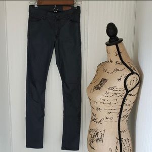 Asos Black Sparkly Faux Leather Skinny Stretch Jea